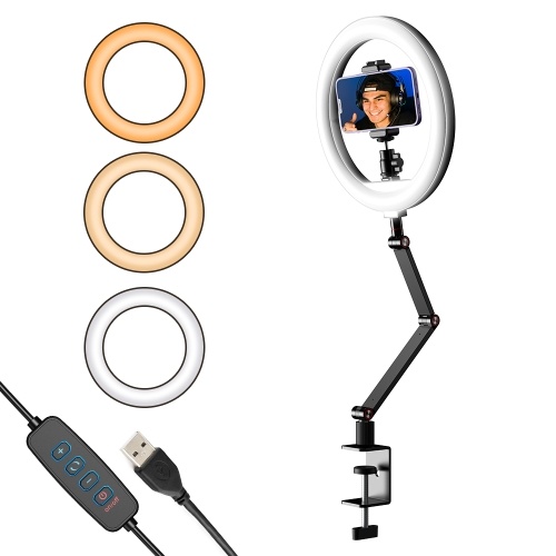 APEXEL Настольный 10-дюймовый светодиодный кольцевой светильник USB-светильник для видеосъемки Заполняющий свет для фотосъемки