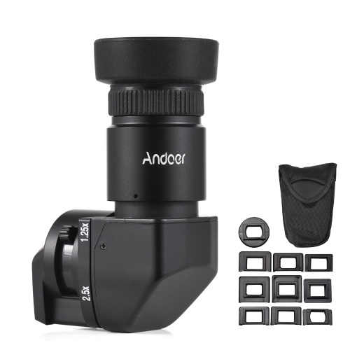 Andoer Camera Viewfinder Прямоугольный видоискатель с увеличением 1,25X/2,5X и 10 монтажными адаптерами