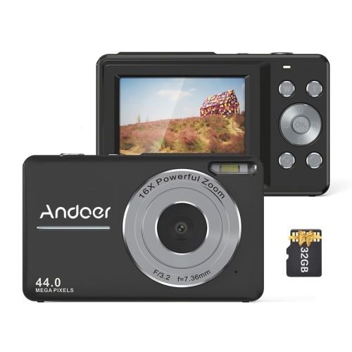 Портативная цифровая видеокамера Andoer с разрешением 1080P и картой памяти 32 ГБ