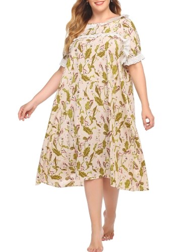 Женское платье для отдыха с цветочным принтом и короткими рукавами, свободные ночные рубашки, пижамы для отдыха