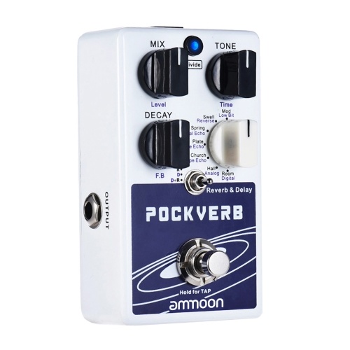 Ammoon POCKVERB Педаль эффектов для гитары Reverb & Delay с 7 эффектами реверберации + 7 эффектами задержки