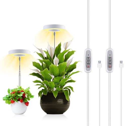 Светильник для выращивания растений с регулируемой яркостью 2/4/8 часов, мини-круг, светодиодная лампа для комнатных растений