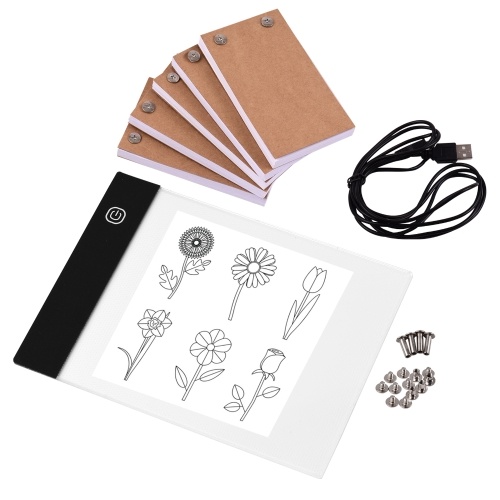 Портативная книга Flip Book с планшетом Light Pad LED Light Box 3 уровня управления яркостью 300 листов Бумага Flipbook с крепежными винтами для трассировки и рисования