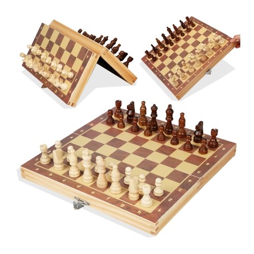 Набор магнитных деревянных шахматных досок, складная международная шахматная игра 11,4x11,4 дюйма с изготовленными вручную шахматными фигурами и отделениями для хранения для детей и взрослых