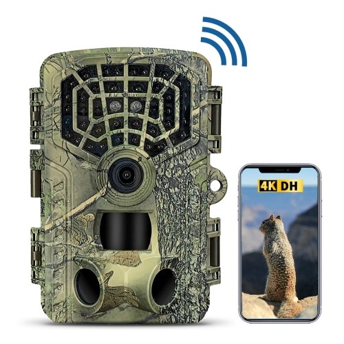 4K 32MP WiFi Trail Camera Водонепроницаемая охотничья камера ночного видения с управлением через приложение для охоты и наблюдения за дикой природой